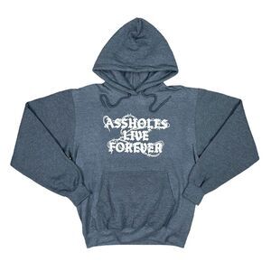 A**holes Live Forever Two-Tone Barbwire Drawstring Hoodie - Size Medium
